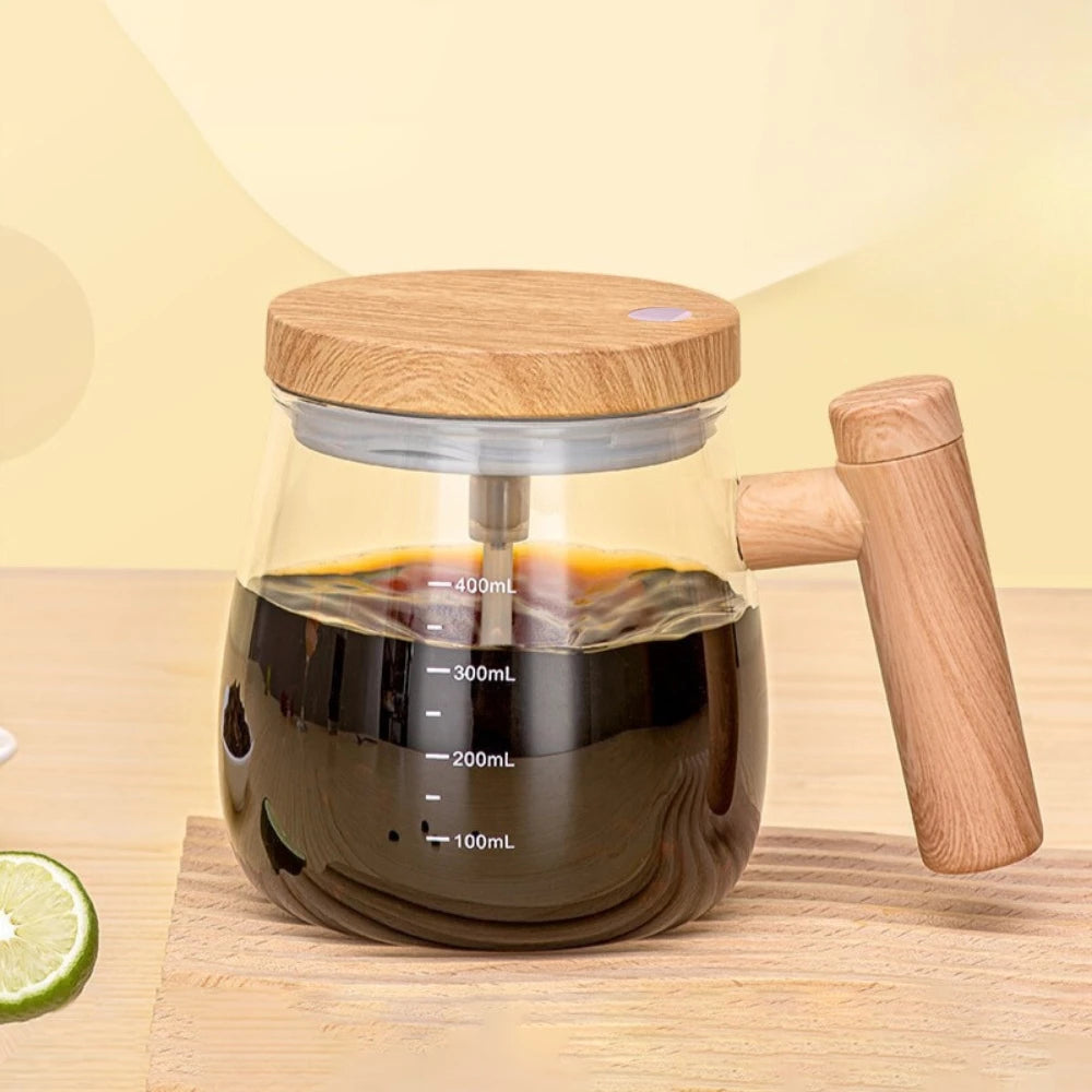 Caneca Elétrica de Mistura Automática Com Cabo De Madeira 400ml