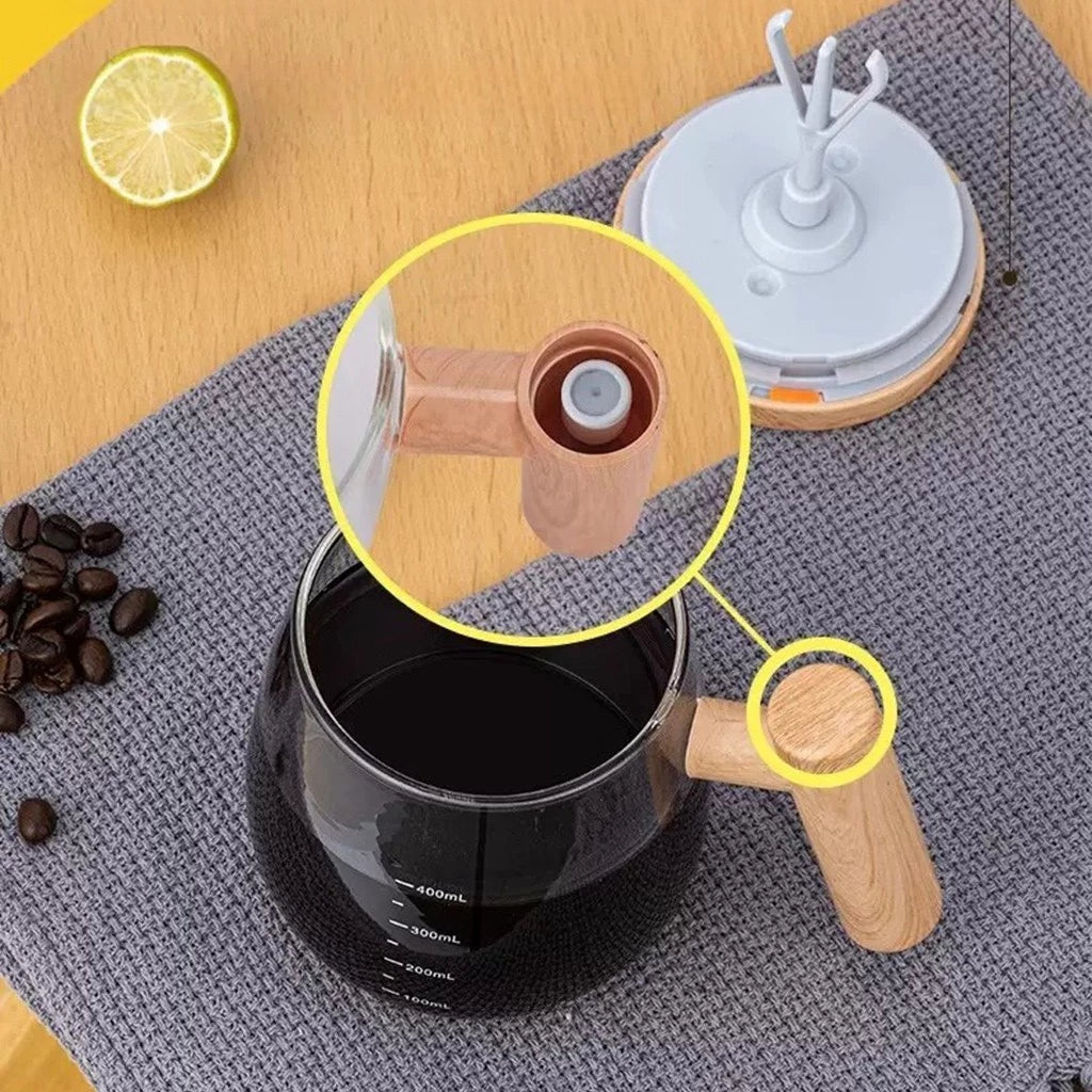 Caneca Elétrica de Mistura Automática Com Cabo De Madeira 400ml