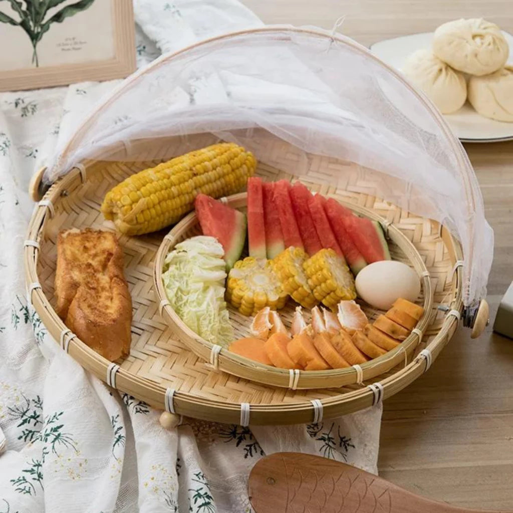 Cesto Porta Pães e Bolos com Cobertura Retrátil