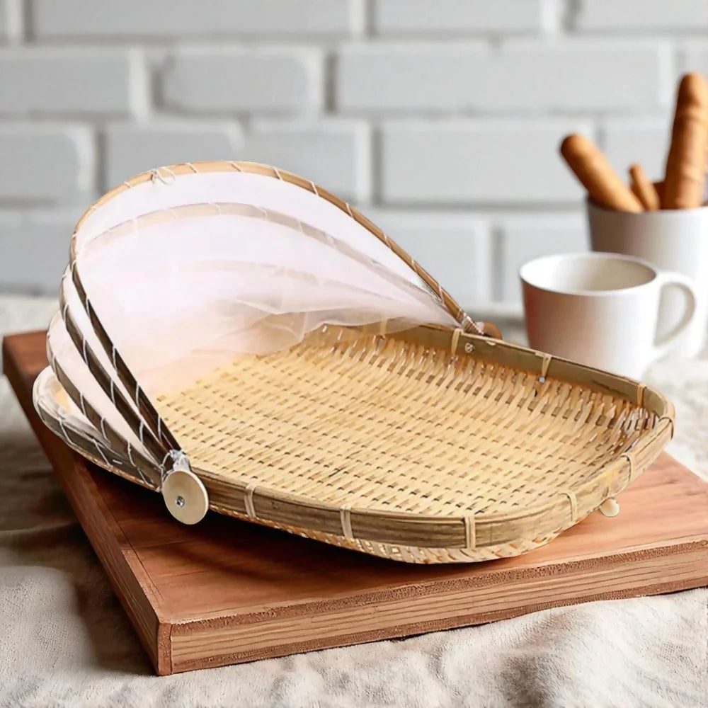 Cesto Porta Pães e Bolos com Cobertura Retrátil