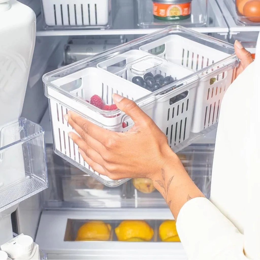 Organizador ClearFresh 5L – Kit com 3 Cestos Naturais