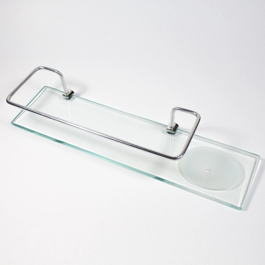 Porta shampoo reto com saboneteira em vidro 40x10cm