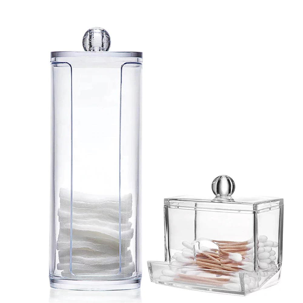 Kit Porta Algodão e Cotonete em Acrílico