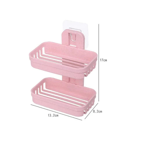 Saboneteira Dupla De Plastico Com Adesivo Parede