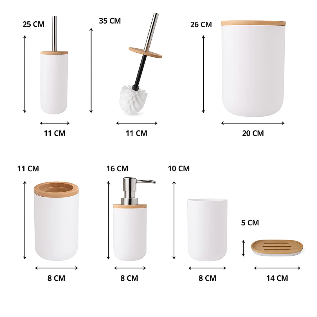 Kit Com 6 Peças Banheiro Conjunto Completo Lixeira Com Tampa