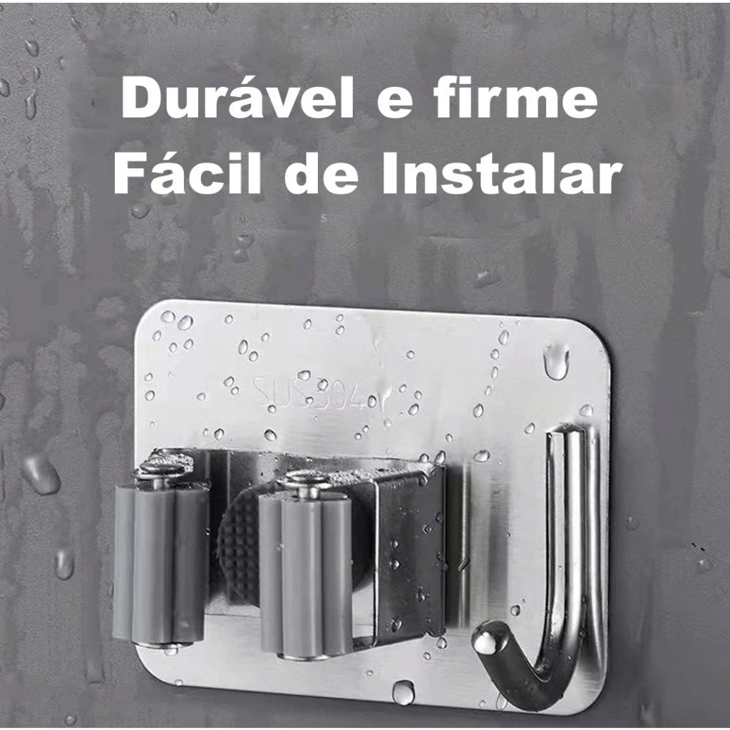 Kit 4 Suporte Metal Gancho Para Pendurar Vassoura Rodo Utensilios