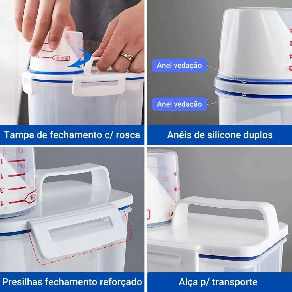 Kit 2 Pote Hermético com Copo Medidor Bico Dosador 2.5L