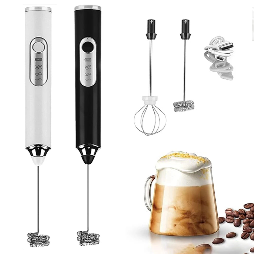 Mini Mixer Elétrico 2 em 1 – Batedor e Misturador para Café, Leite, Ovos e Bebidas