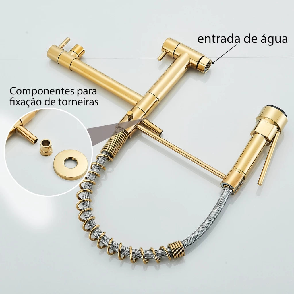 Torneira Cozinha Gourmet Monocomando De Parede Móvel Misturador Cozinha Água Fria