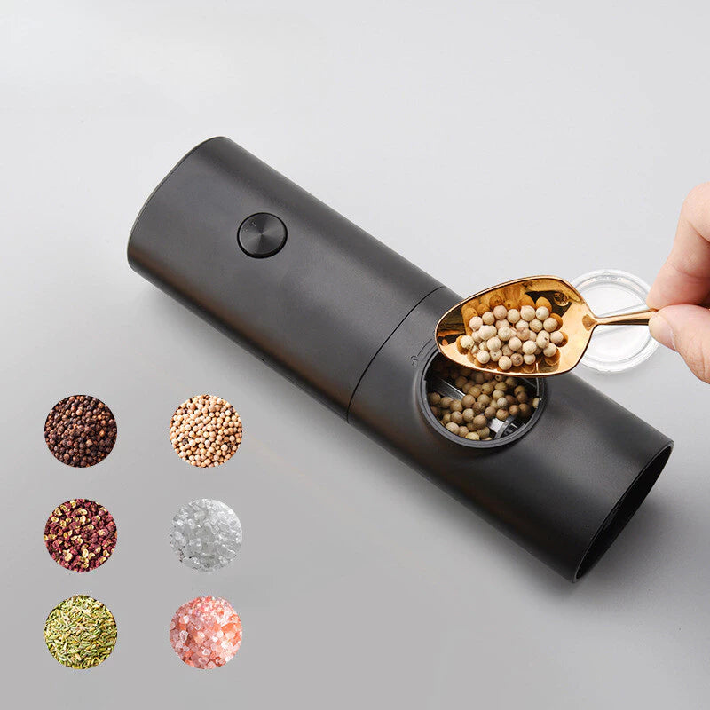 Moedor Elétrico Automático de Sal, Pimenta e Temperos – Com Ajuste de Moagem
