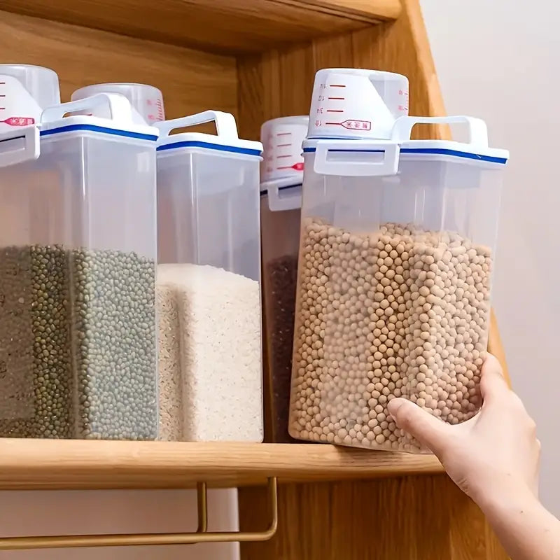 Kit 3 Potes Hermético 2L Com Medidor Organizador De Alimentos