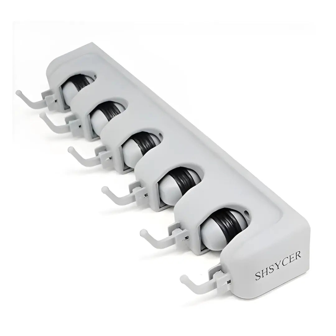 Suporte Organizador Multiuso 5 Lugares 6 Ganchos Porta Vassoura e Rodo