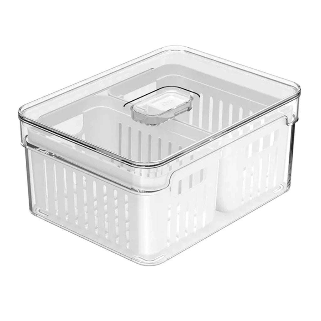 Organizador De Alimentos Geladeira 2,2L Com 2 Cestos Frutas Legumes