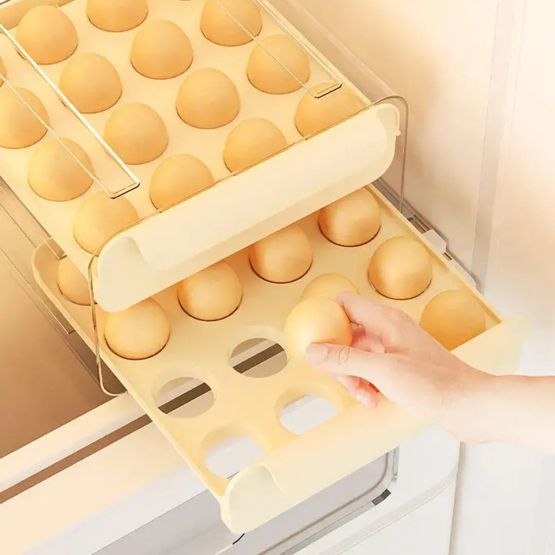 Organizador de ovos com capacidade para duas dúzias, prático e funcional para o dia a dia.