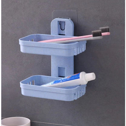 Saboneteira Dupla De Plastico Com Adesivo Parede