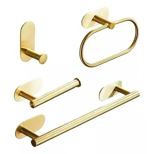 Kit Acessórios Banheiro Cabide Toalheiros Papeleira 4 Peças Dourado