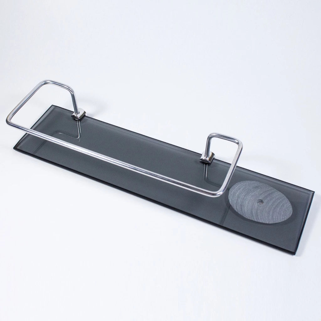 Porta shampoo reto com saboneteira em vidro 40x10cm