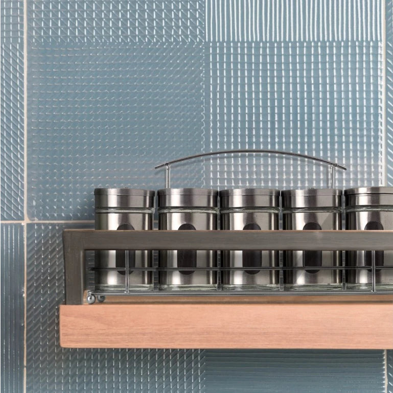 Porta Condimentos Temperos Inox 5 Pçs Com Suporte inox