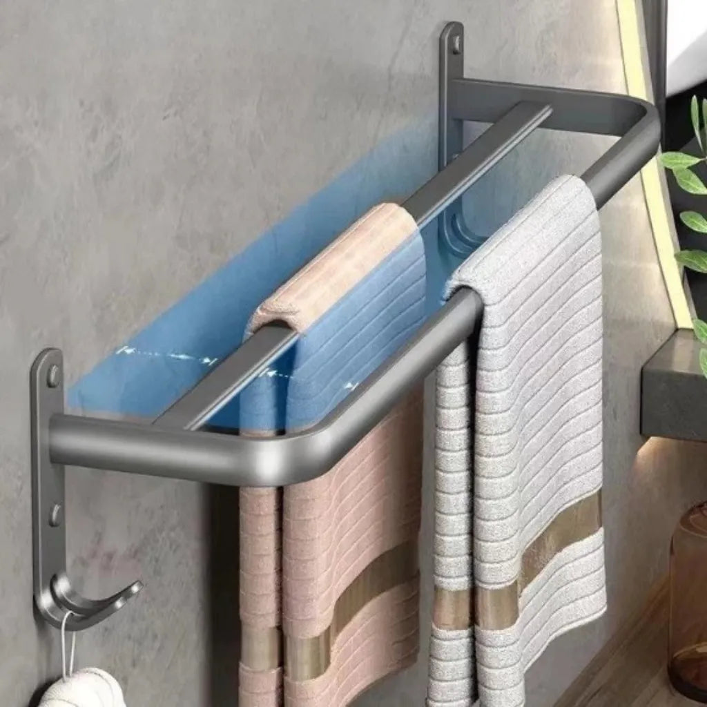 Porta toalha cinza com design elegante e resistente