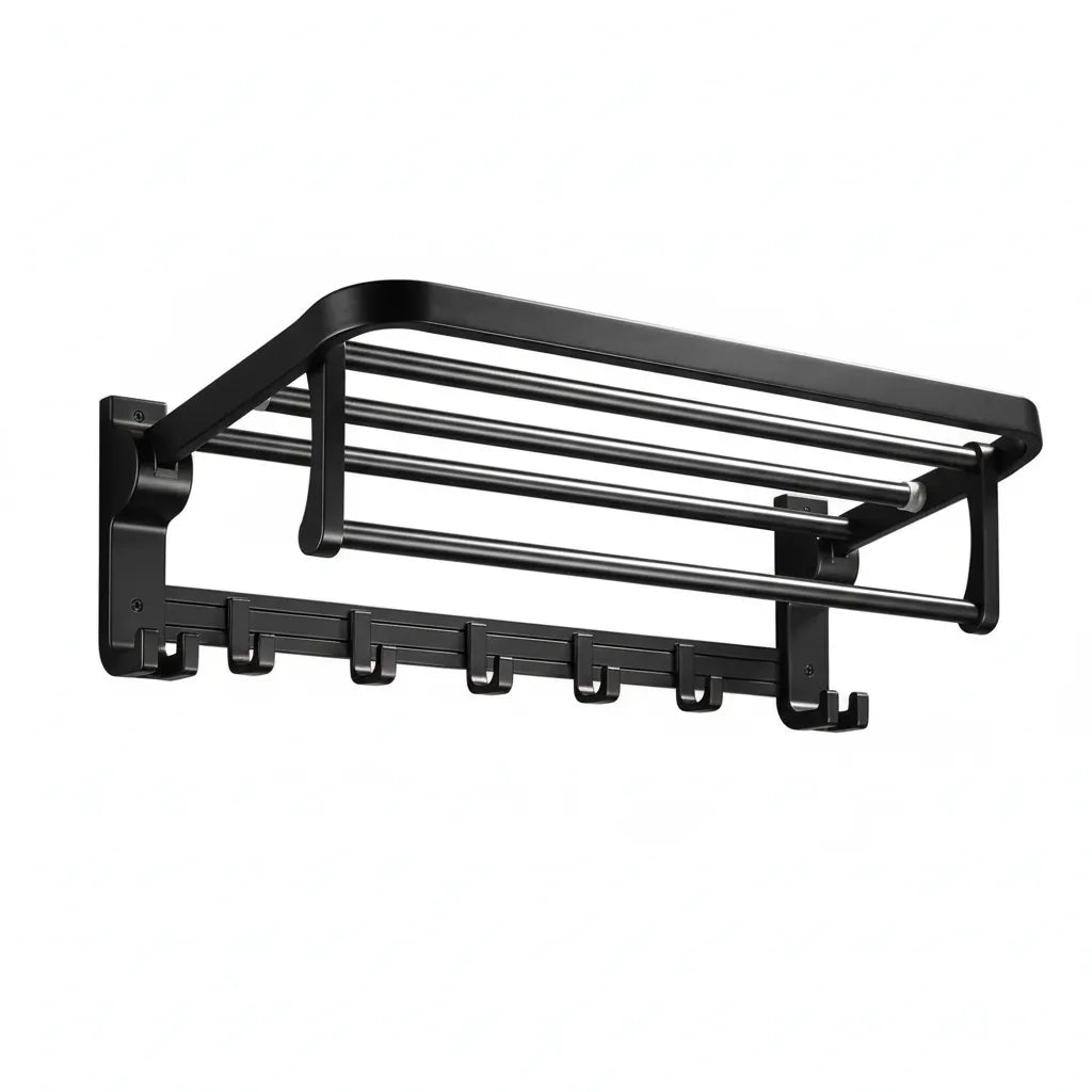 Porta Toalha Suporte Banheiro Duplo Aço Inox Premium Retratil 90°