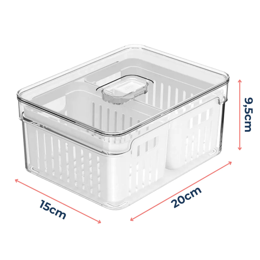 Organizador De Alimentos Geladeira 2,2L Com 2 Cestos Frutas Legumes