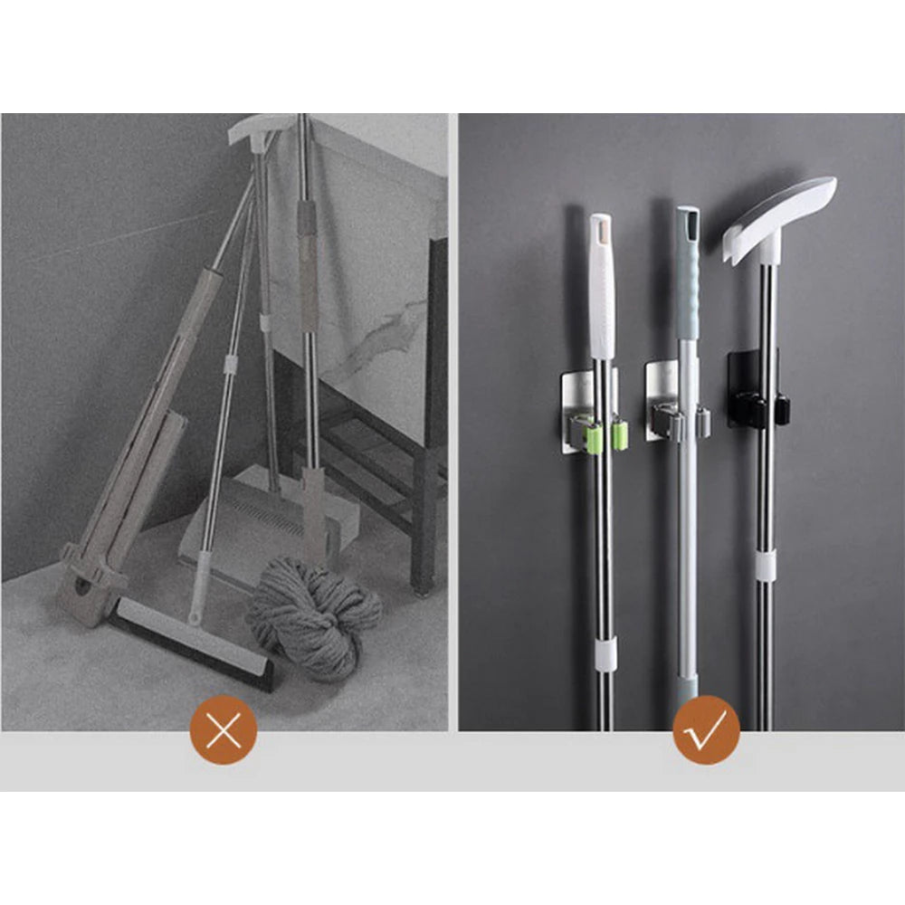 Kit 4 Suporte Metal Gancho Para Pendurar Vassoura Rodo Utensilios