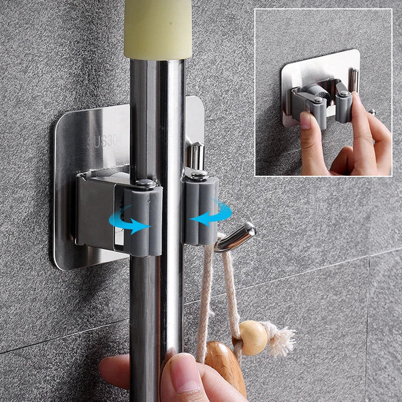 Kit 4 Suporte Metal Gancho Para Pendurar Vassoura Rodo Utensilios