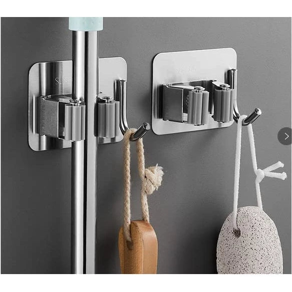 Kit 4 Suporte Metal Gancho Para Pendurar Vassoura Rodo Utensilios
