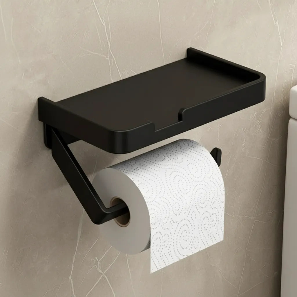 Suporte Banheiro Porta Papel Higiênico Metal Preto