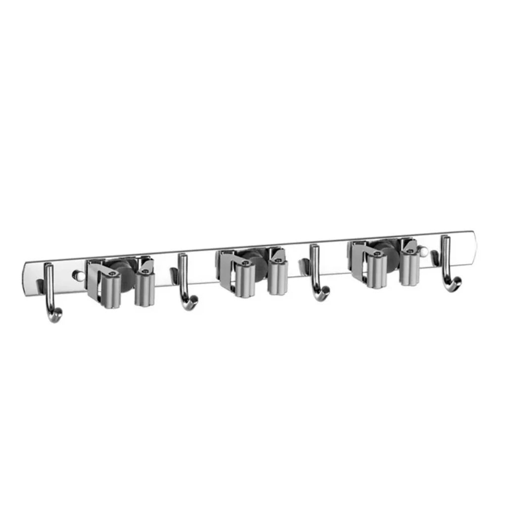 Suporte de Parede Multiuso para Vassouras – Organizador de Ambiente em Aço Inox