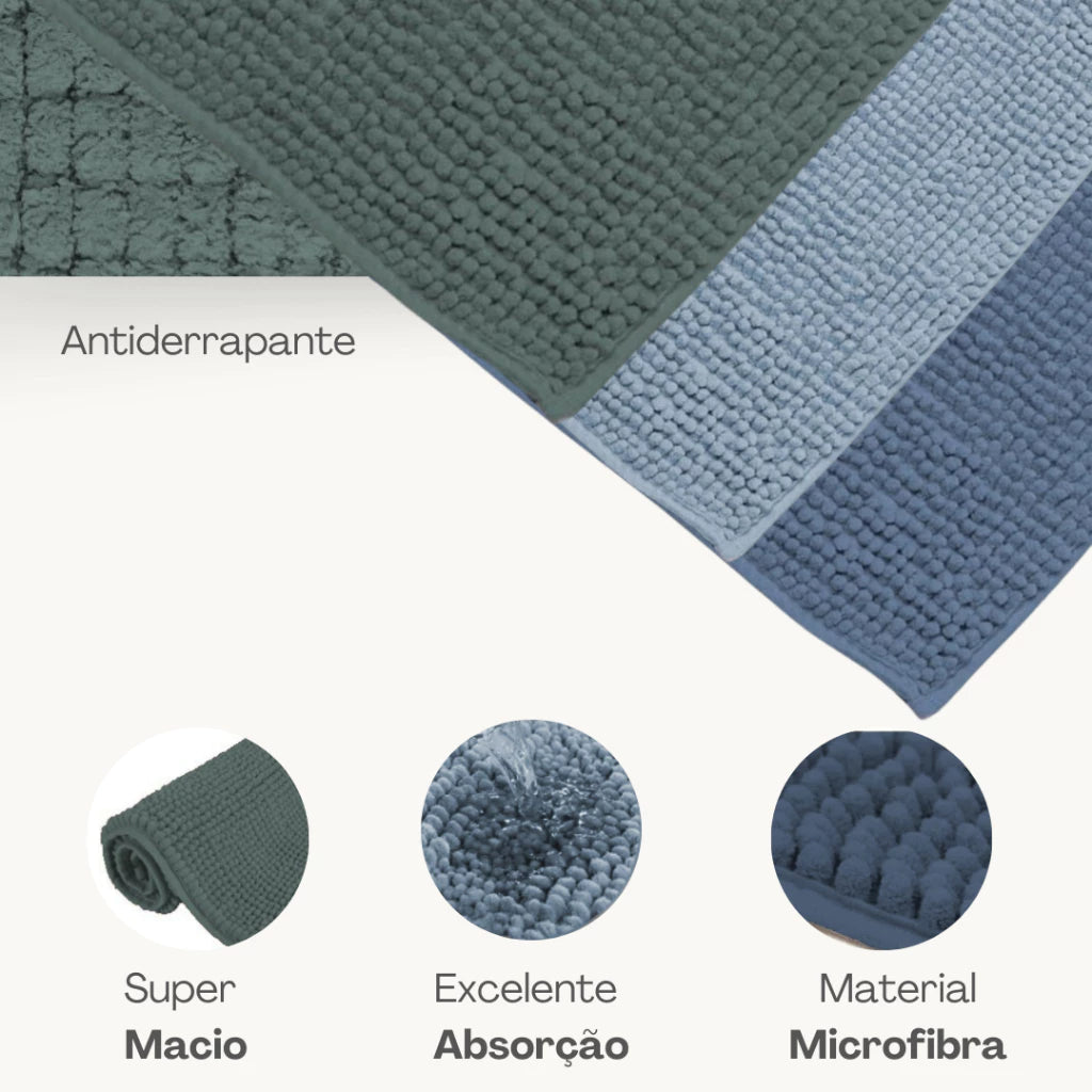 Tapete Para Banheiro de Microfibra Antiderrapante