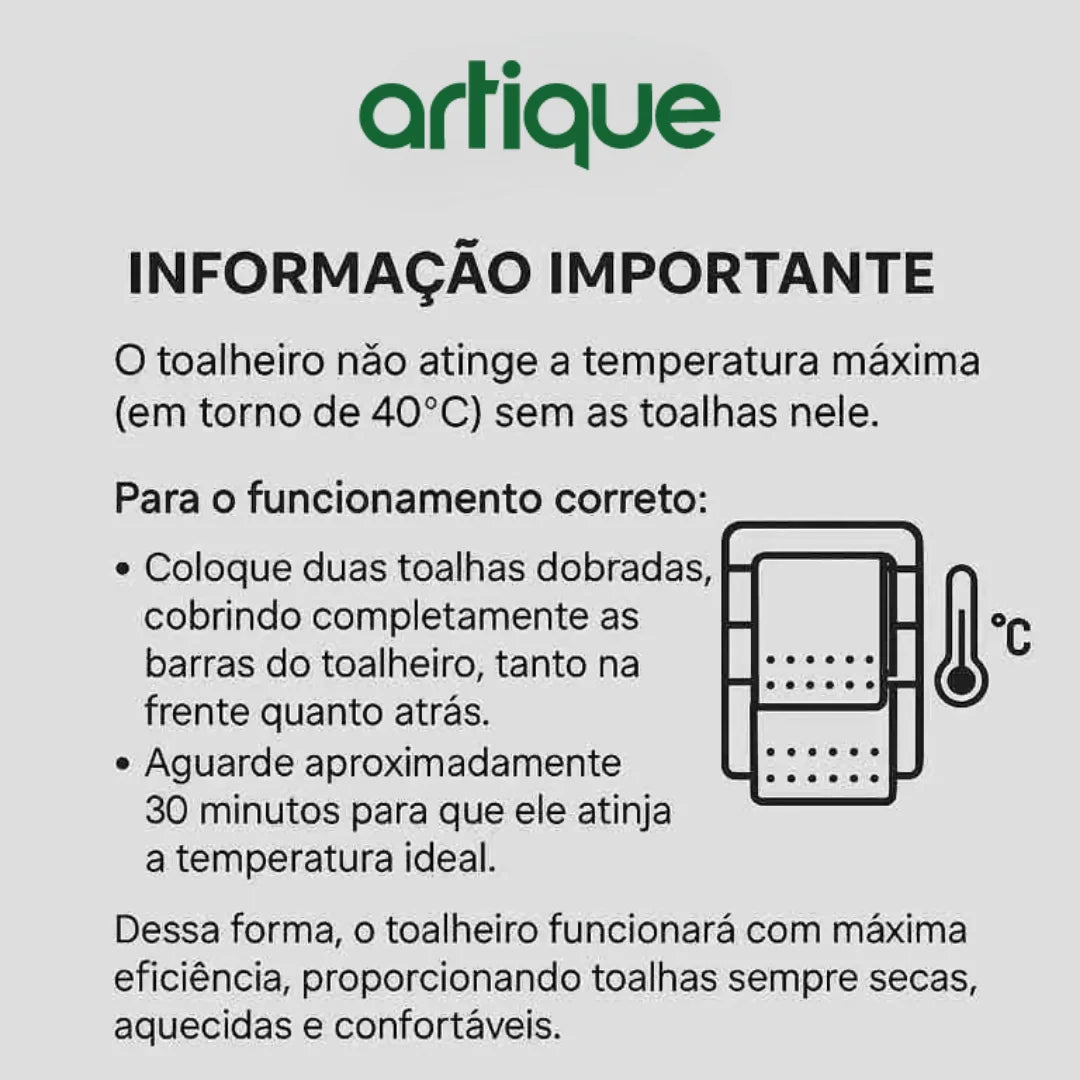 Toalheiro Térmico Alumínio Porta Toalha Electrowood Bivolt Aquece e Seca Toalhas