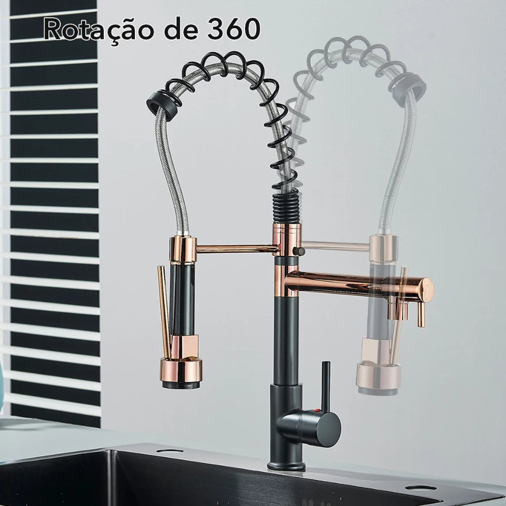 Torneira Cozinha Gourmet Monocomando Com Spray Extensor