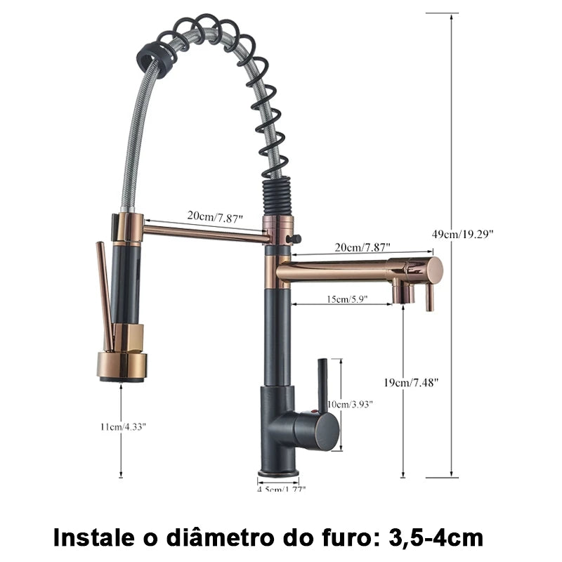 Torneira Cozinha Gourmet Monocomando Com Spray Extensor