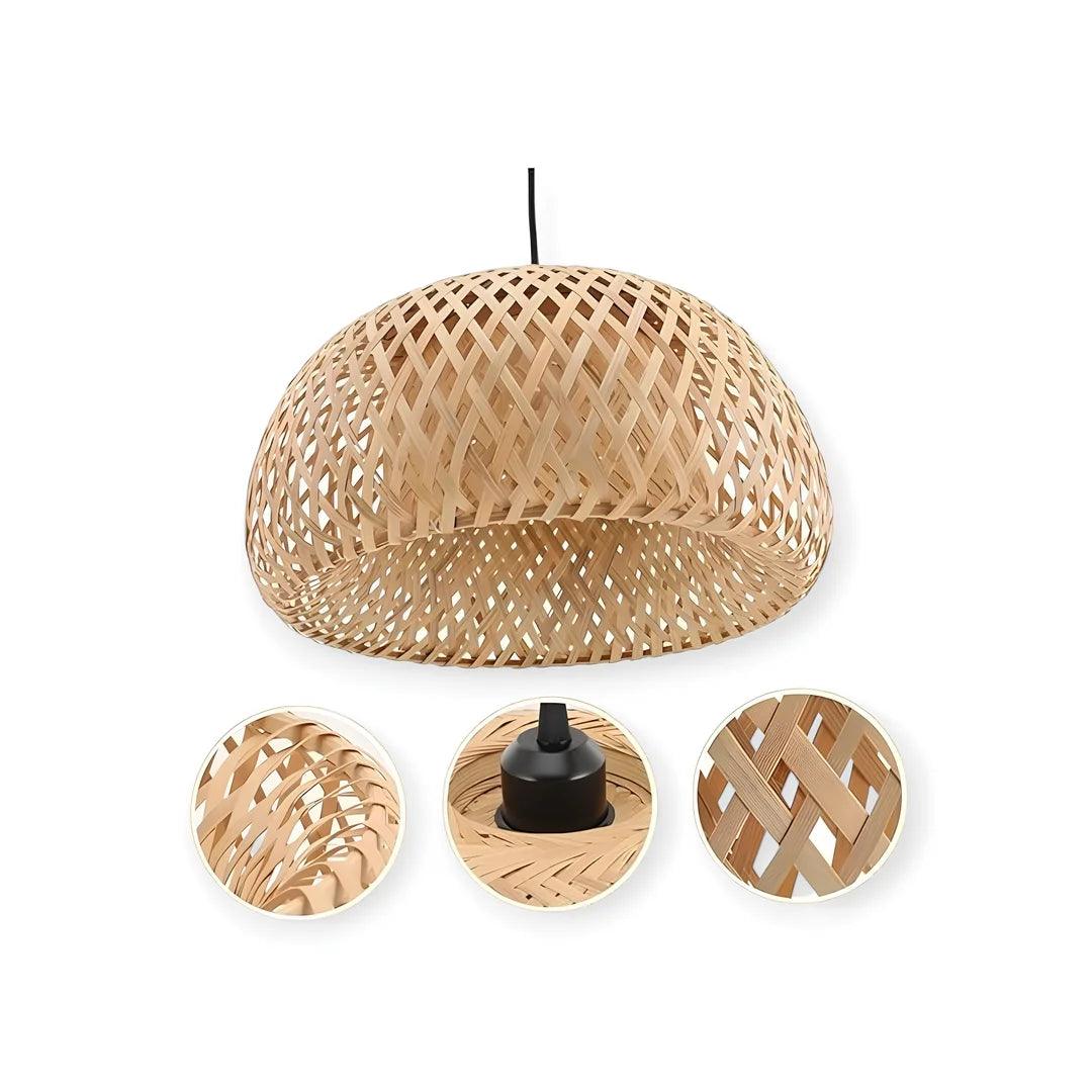 Lustre de Bambu Rattan Feito à Mão, detalhes - Artique