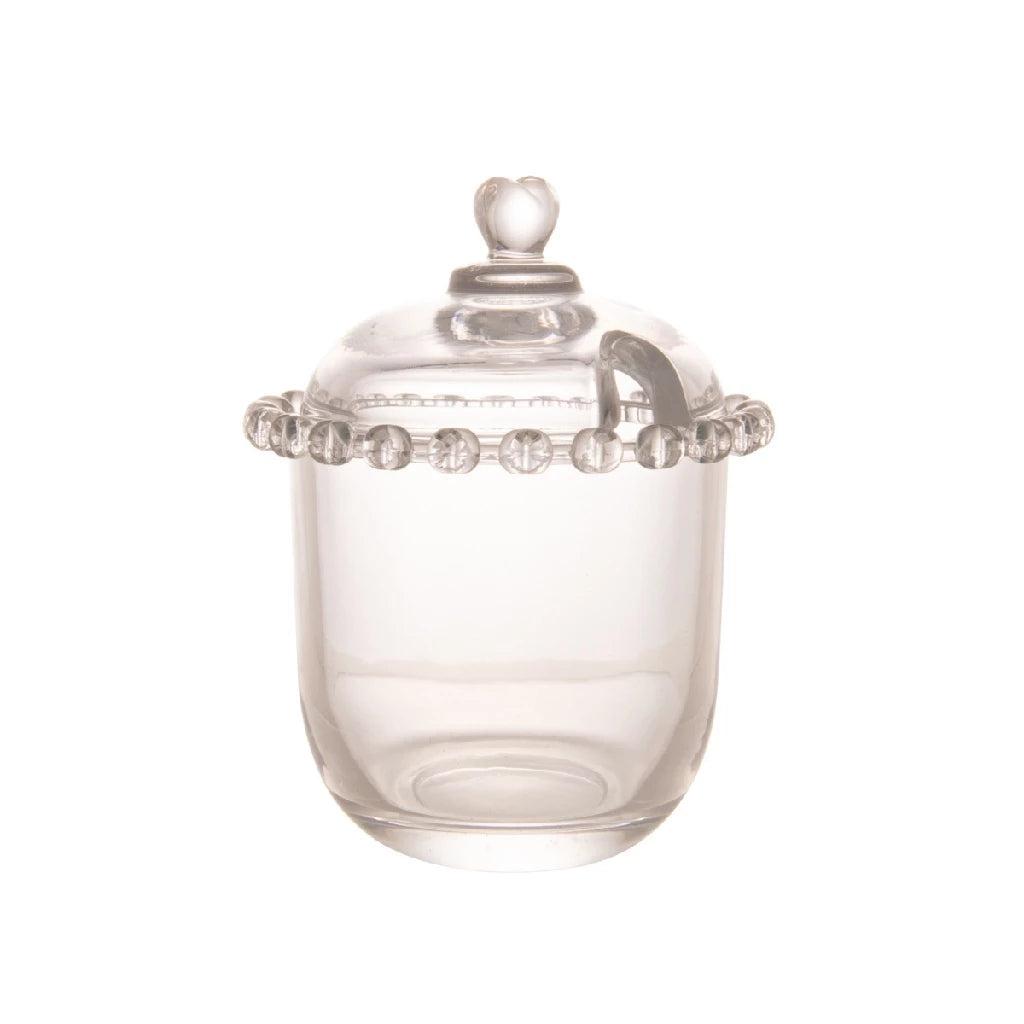 Açucareiro de Cristal 200ml – Design Coração com Tampa e Colher Transparente