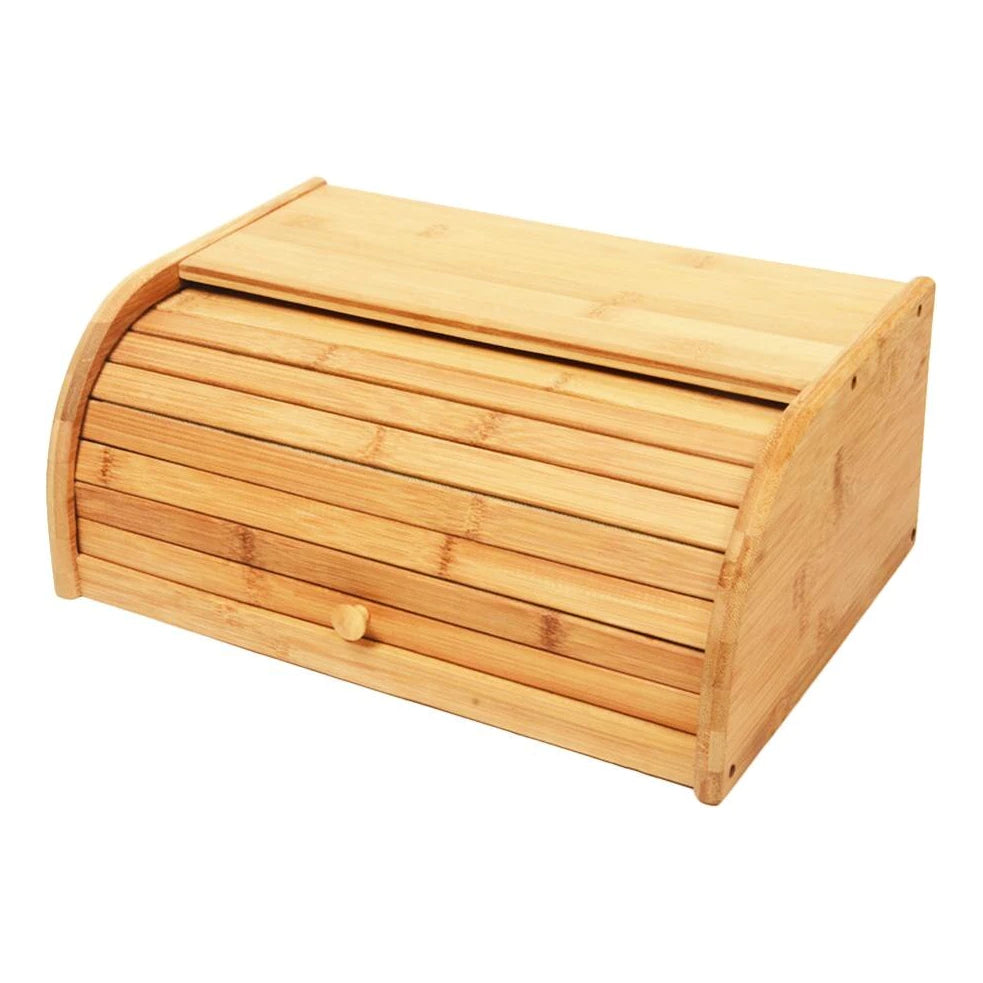 Porta Pão em Bambu com Tampa Retrátil