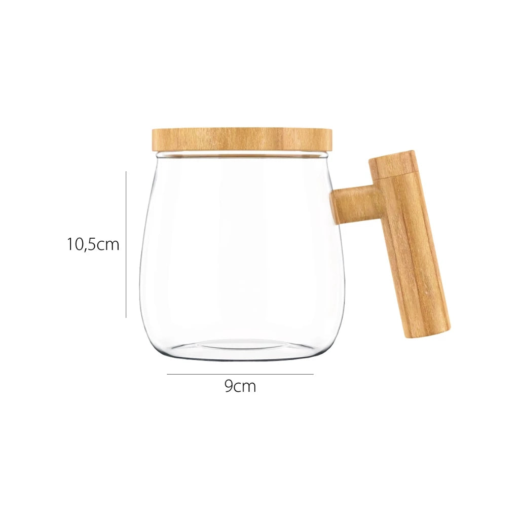 Caneca Elétrica de Mistura Automática Com Cabo De Madeira 400ml