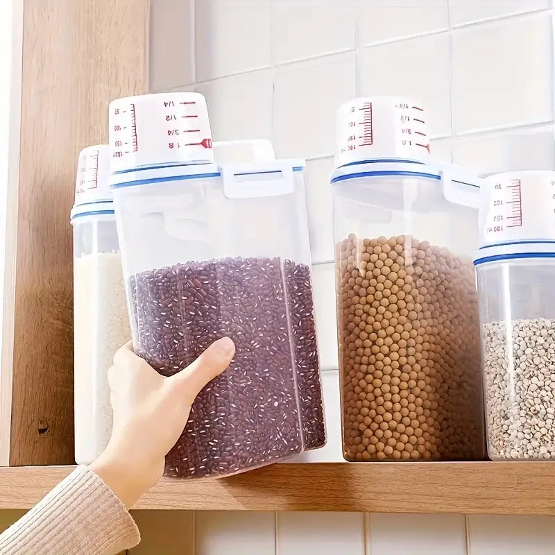 Kit 3 Potes Hermético 2L Com Medidor Organizador De Alimentos