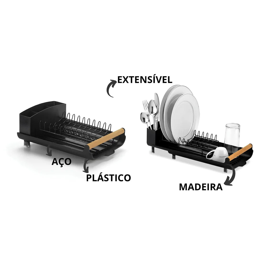 Escorredor de Louças Extensível para Pratos, Copos e Talheres | Prático e Compacto