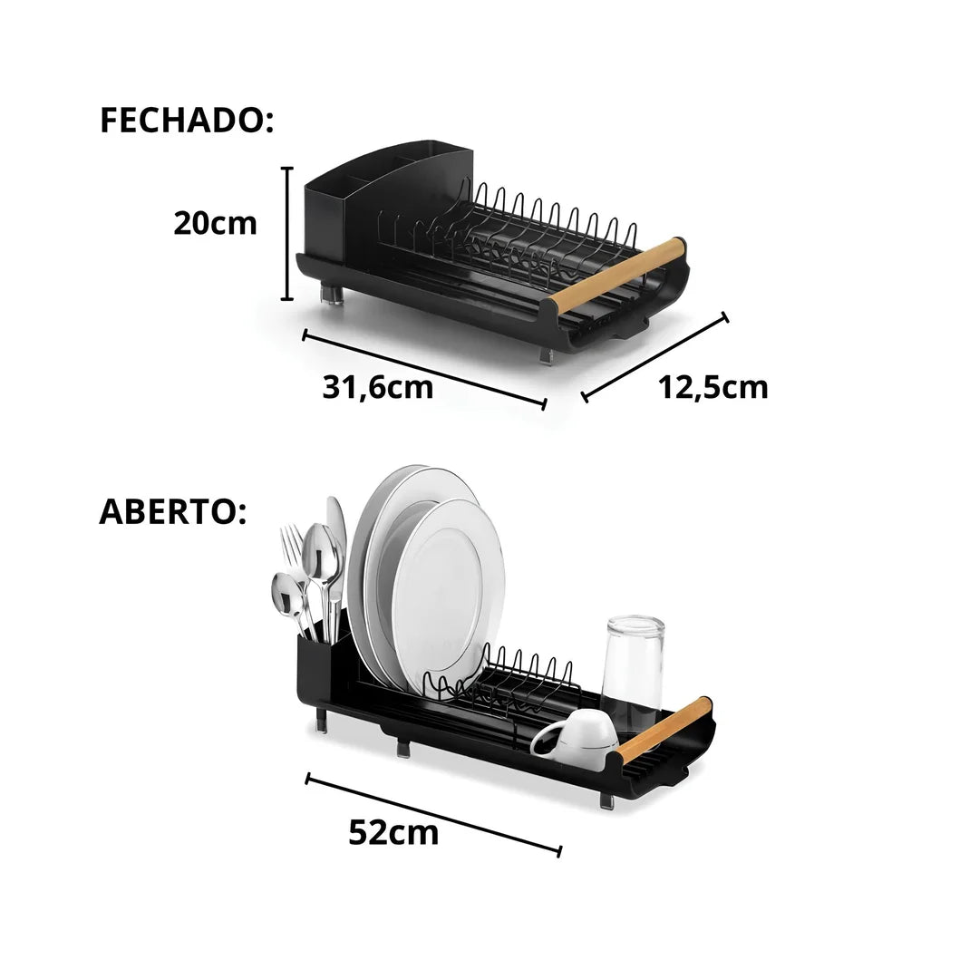 Escorredor de Louças Extensível para Pratos, Copos e Talheres | Prático e Compacto