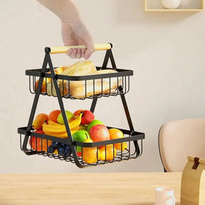 Fruteira de mesa em metal aramado, ideal para manter frutas organizadas e adicionar estilo à sua cozinha.