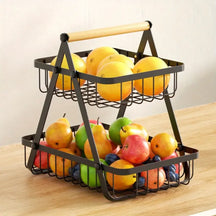 Fruteira de mesa aramada em metal resistente, ideal para organizar e exibir frutas na cozinha com estilo