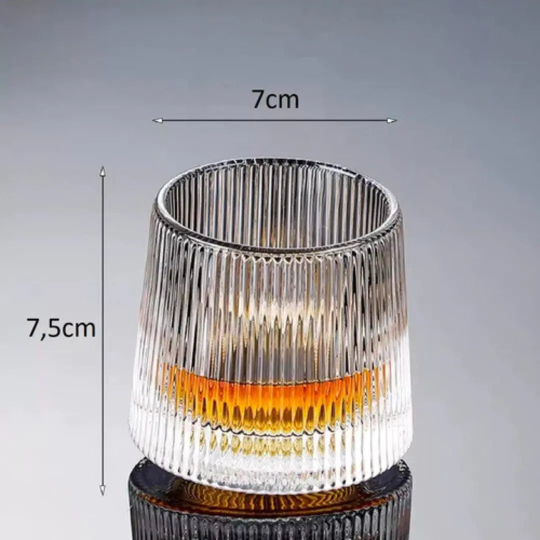 Jogo 6 Copos Whisky de Vidro Com Fundo Giratório Listrado 170ml