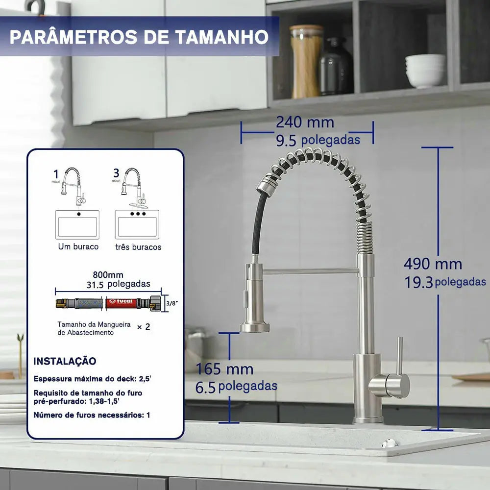Torneira Gourmet com Chuveiro 360° - Sofisticação e Praticidade para Sua Cozinha