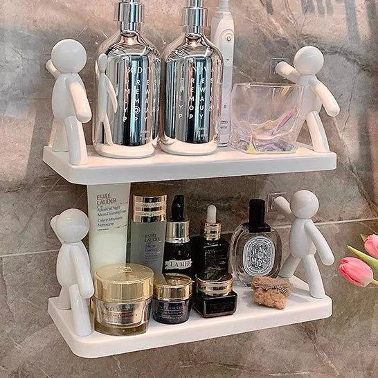 Kit 2 Suportes Organizador Cozinha Banheiro Plástico Com Adesivo