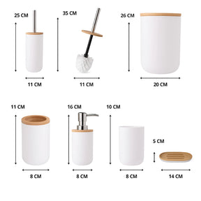 Kit Com 6 Peças Banheiro Conjunto Completo Lixeira Com Tampa