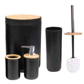 Kit Com 6 Peças Banheiro Conjunto Completo Lixeira Com Tampa