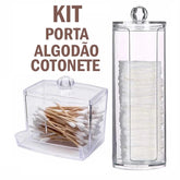 Kit Porta Algodão e Cotonete em Acrílico
