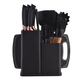Kit Utensílios de Cozinha Completo – 19 Peças com Tábua de Silicone, Espátula, Faca e Tesoura